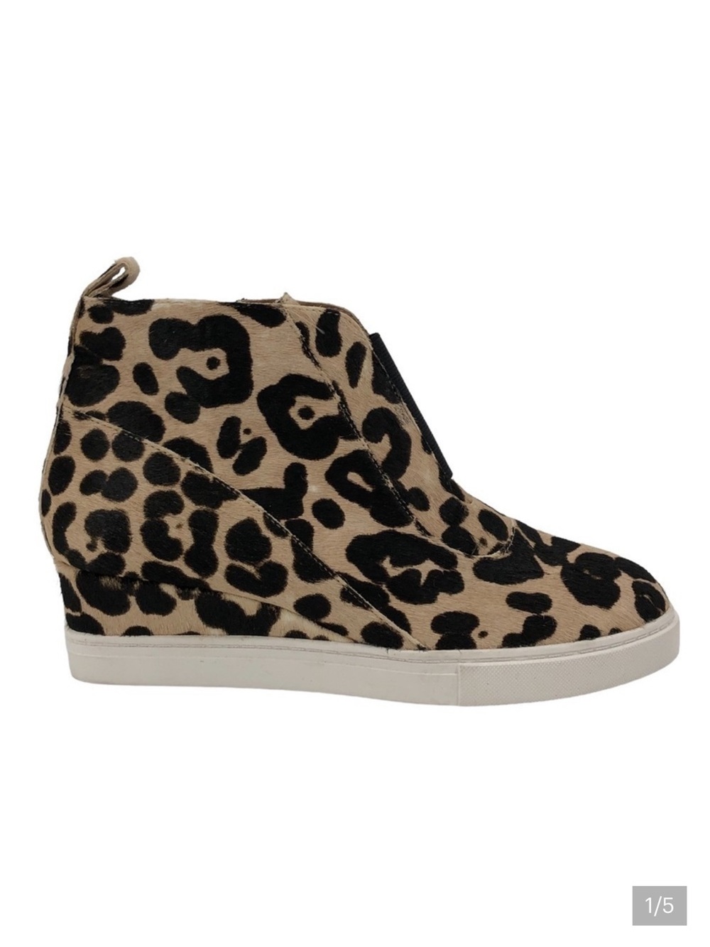 NEW LINEA Paolo Anna 3 Leopard Print‎ Calf Hair Wedge Side Zip Sneaker Size 5